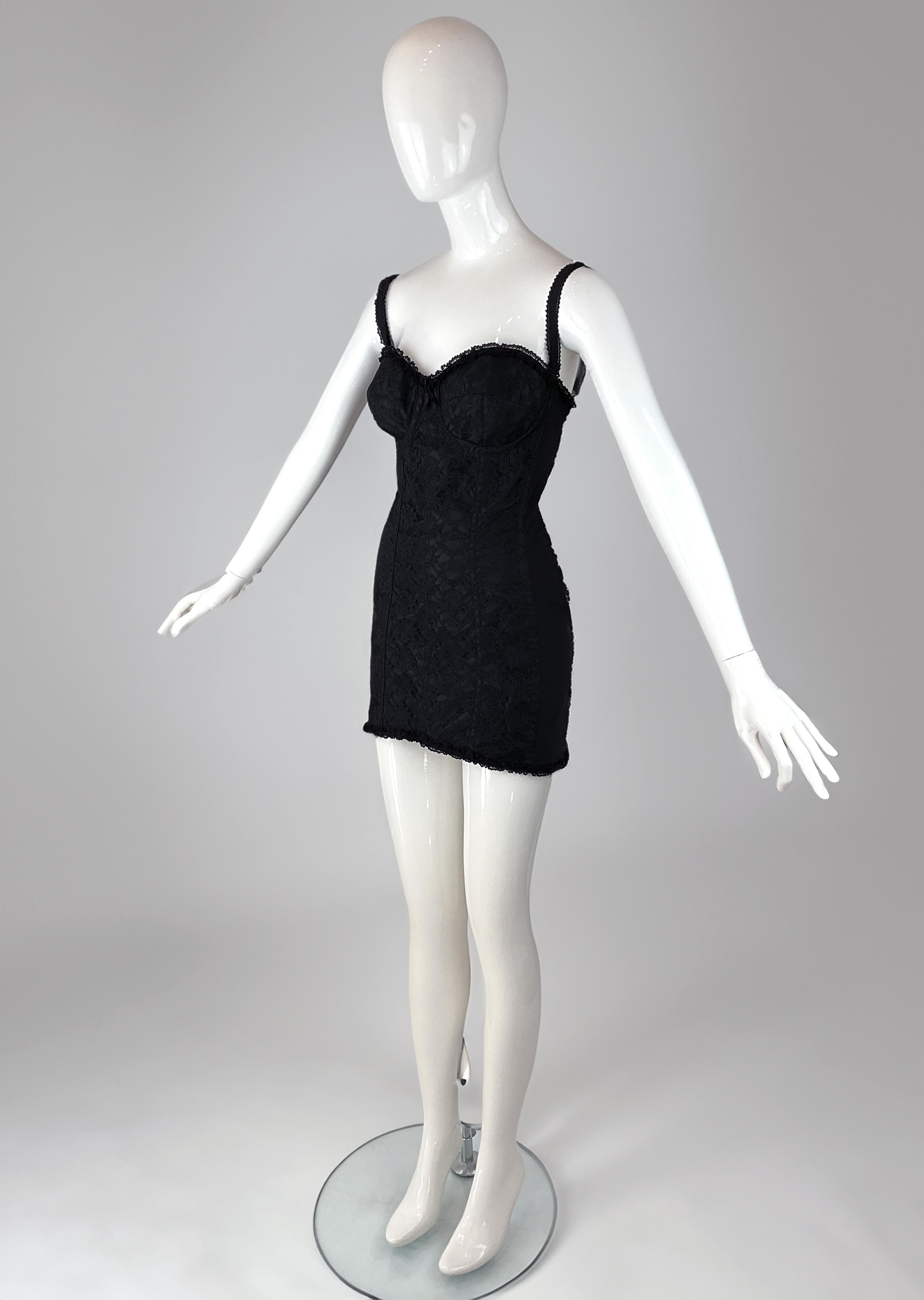 Women's S/S Spring Summer 1992 Rare Dolce & Gabbana Runway Lingerie Corset Bustier Dress For Sale