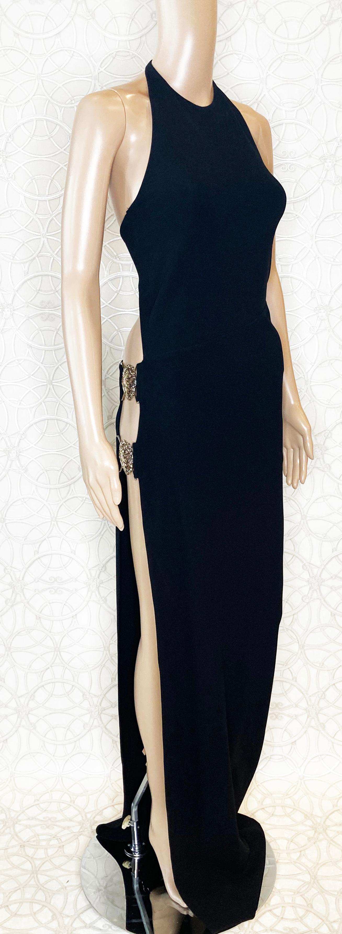 Women's S/S16 L#52 VERSUS VERSACE+Anthony Vaccarello CUT OUT ALONG SIDE BLACK GOWN 38- 2