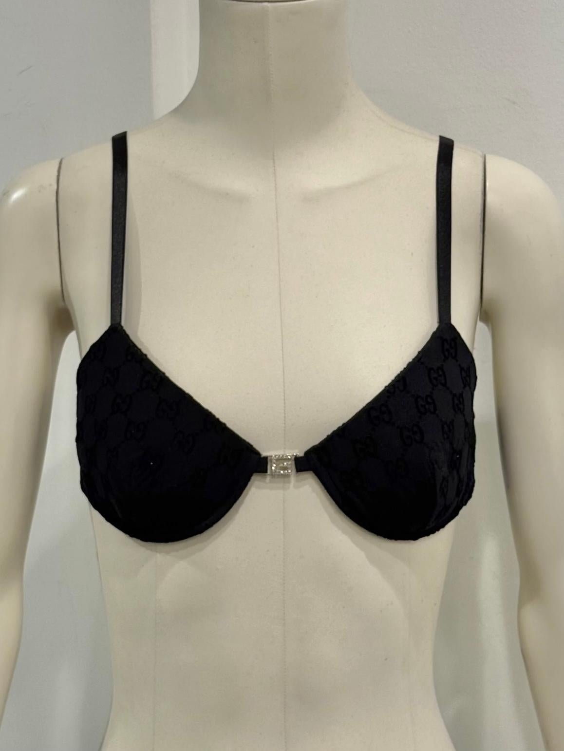 S/S1998 Gucci by Tom Ford sujetador con monograma de la pasarela con logo G de cristal Beige en venta