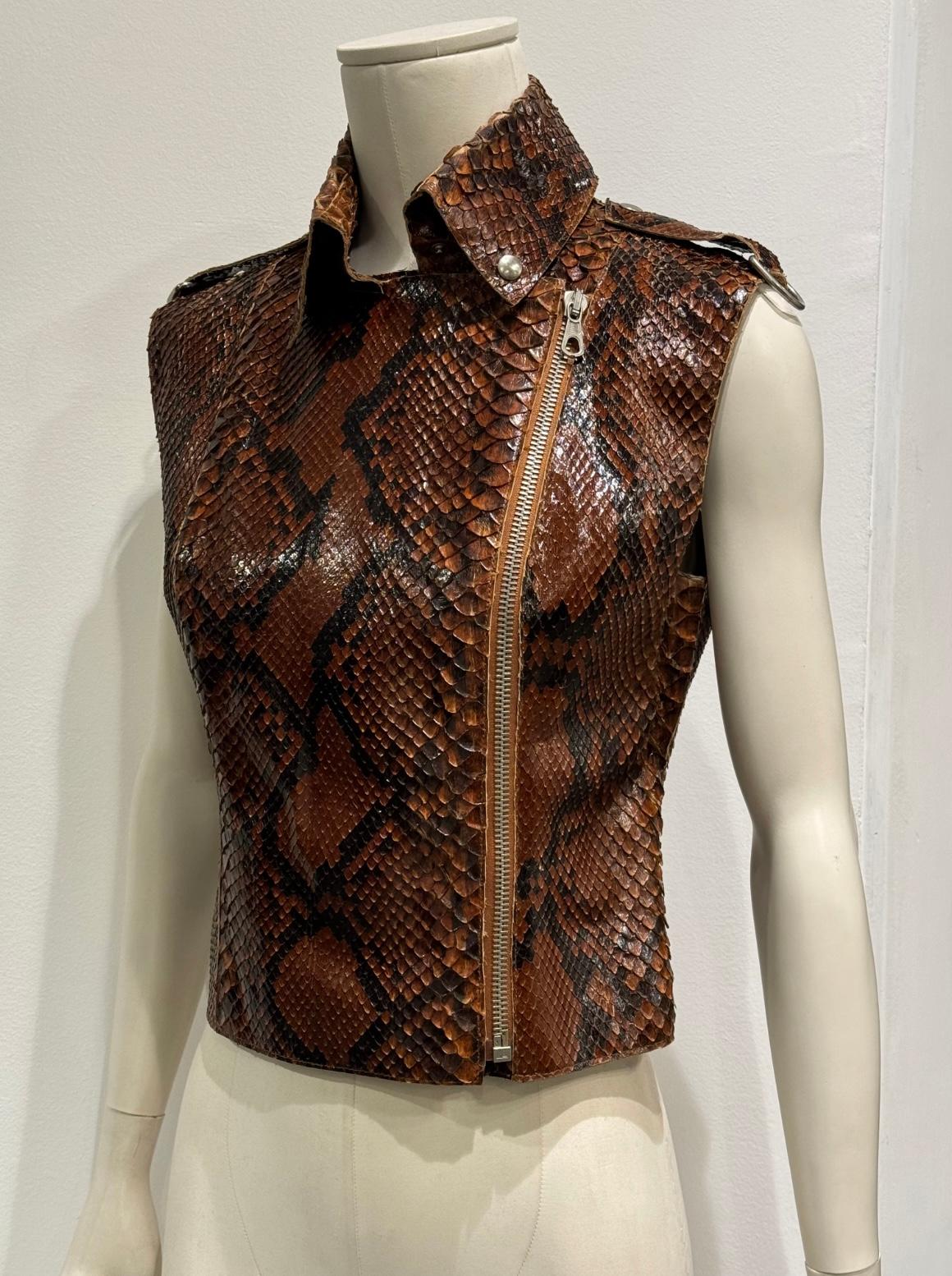 S/S2001 Dolce & Gabbana Top en cuir de python Excellent état - En vente à Padova, IT