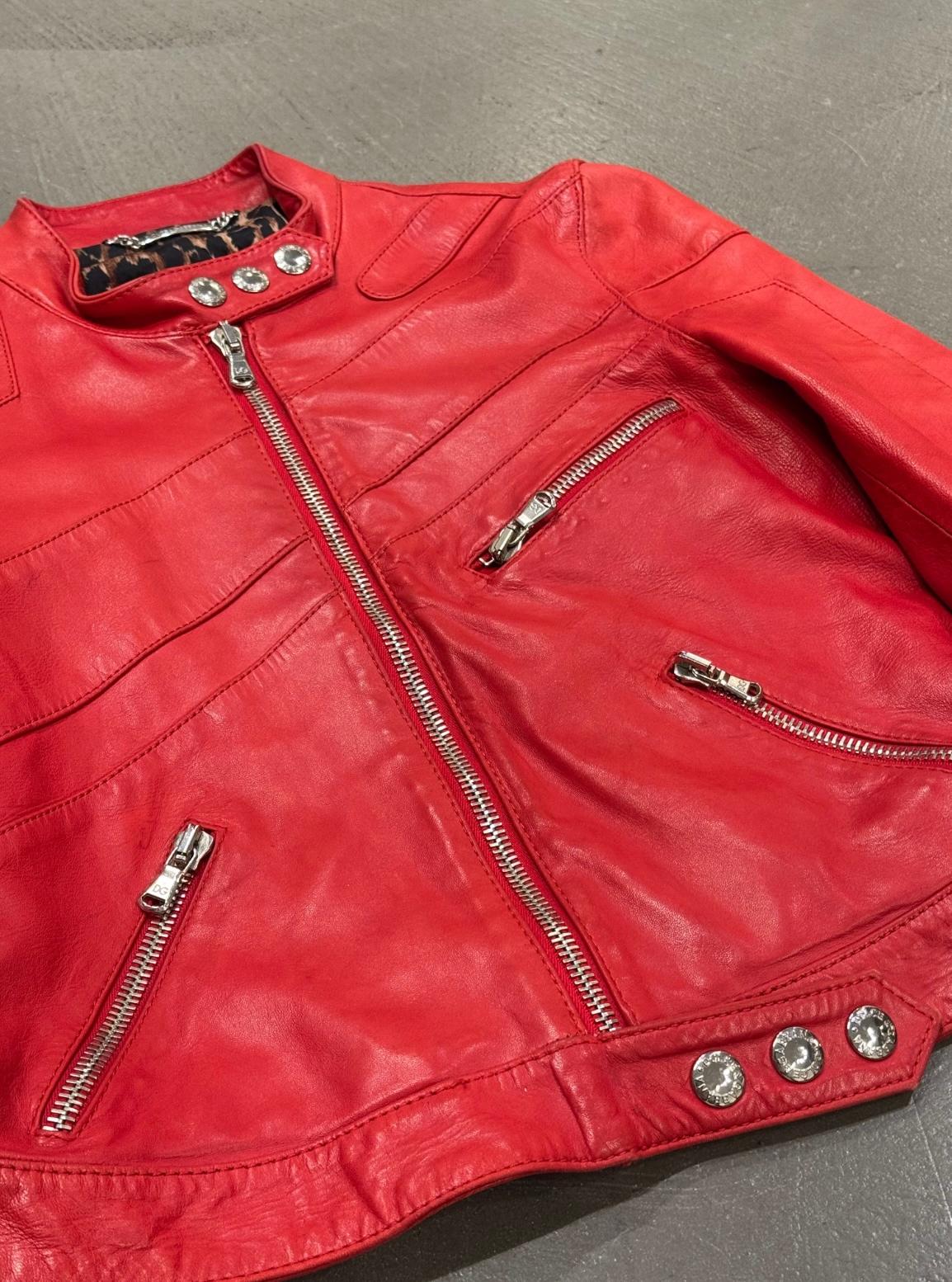 S/S2001 Dolce & Gabbana runway biker leather jacket Excellent état - En vente à Padova, IT