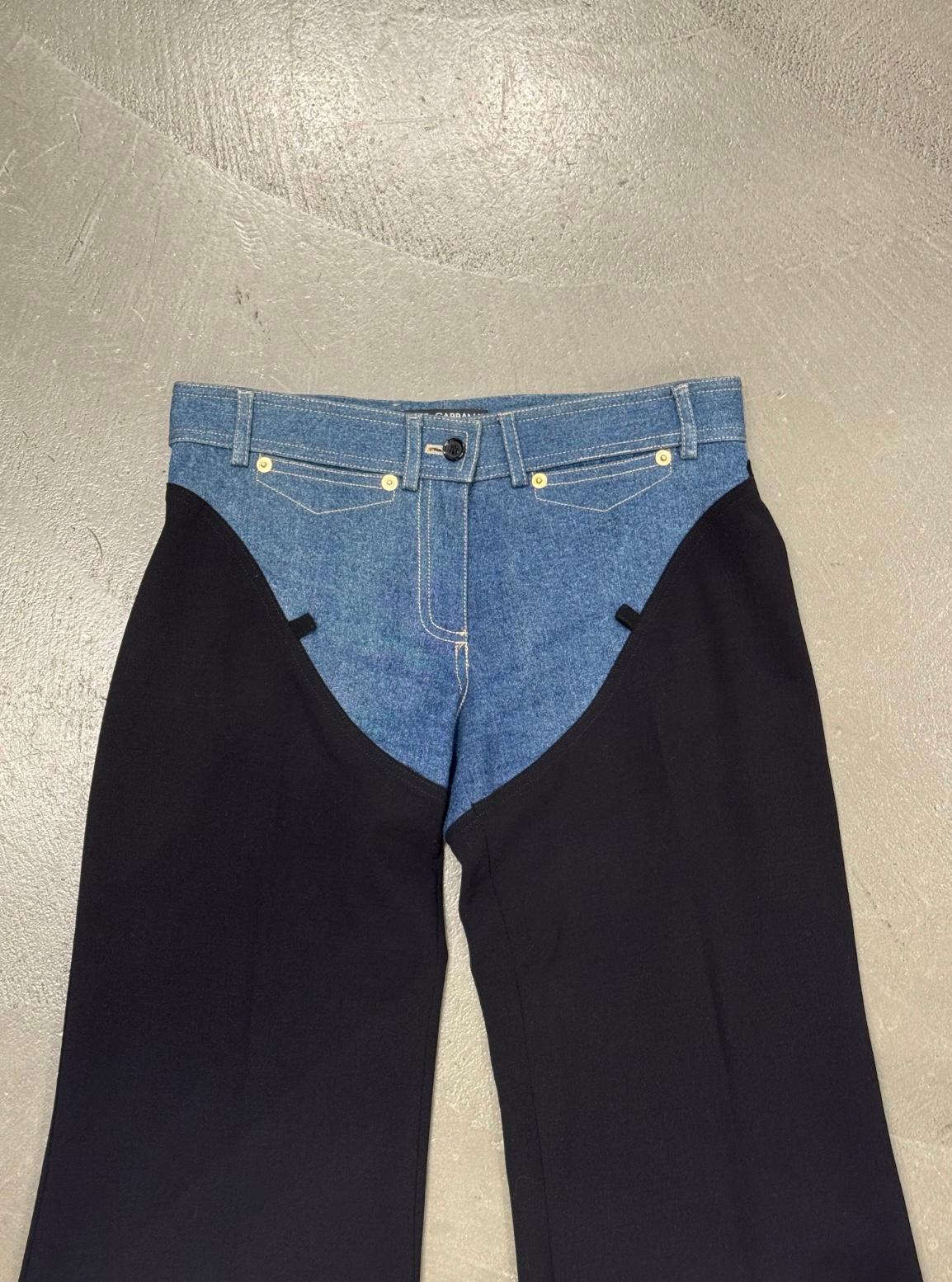 S/S2001 Dolce & Gabbana pantalón western híbrido lana/dénim Black en venta