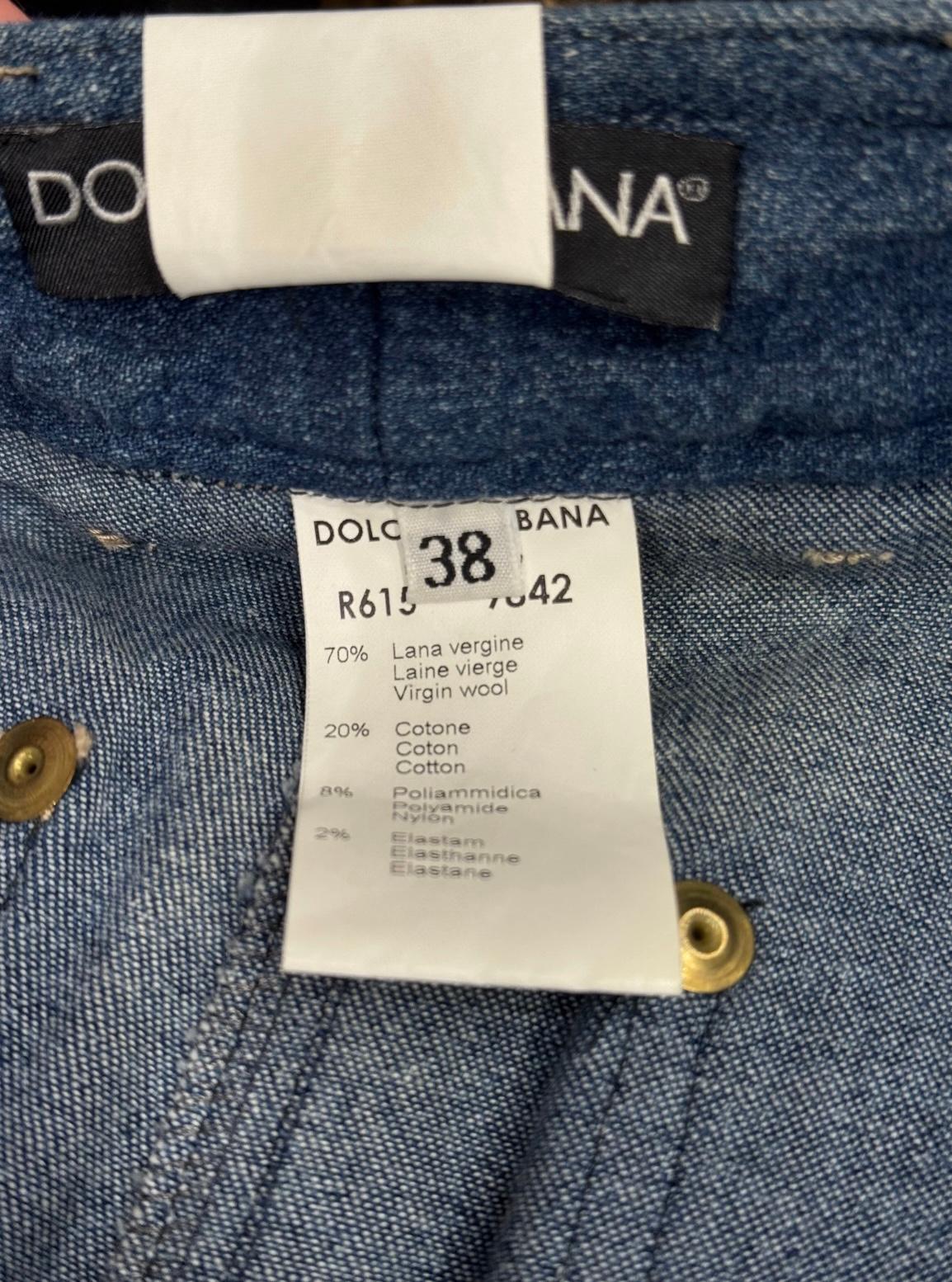 S/S2001 Dolce & Gabbana pantalón western híbrido lana/dénim en venta 1