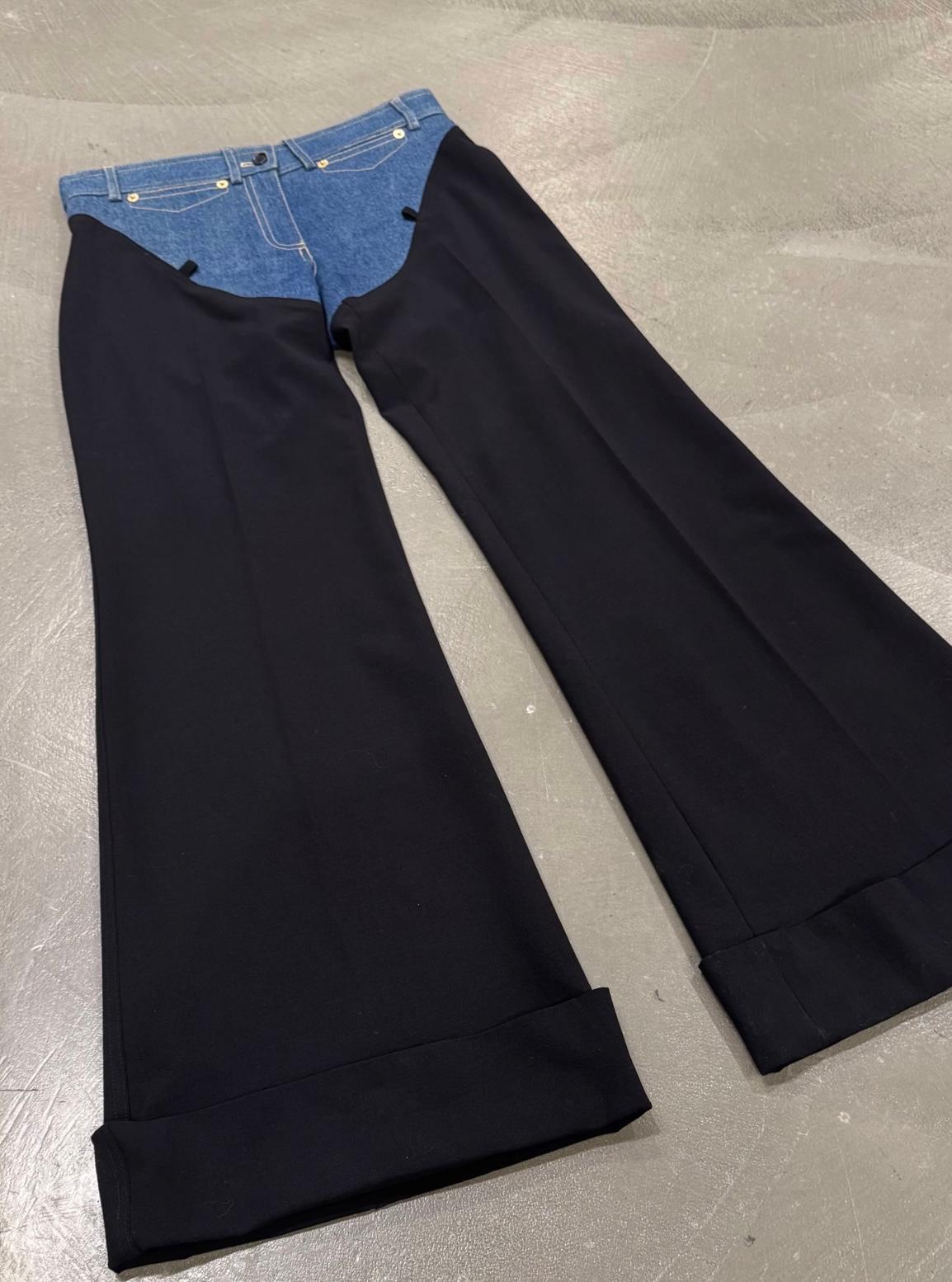 S/S2001 Dolce & Gabbana pantalón western híbrido lana/dénim en venta 2