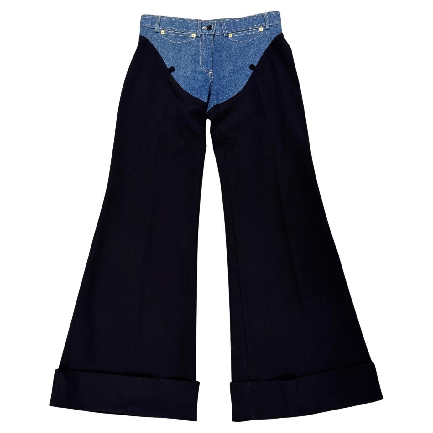 S/S2001 Dolce & Gabbana pantalón western híbrido lana/dénim