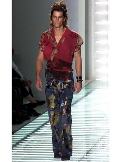 S/S2001 Gucci by Tom Ford floral hand painted jeans