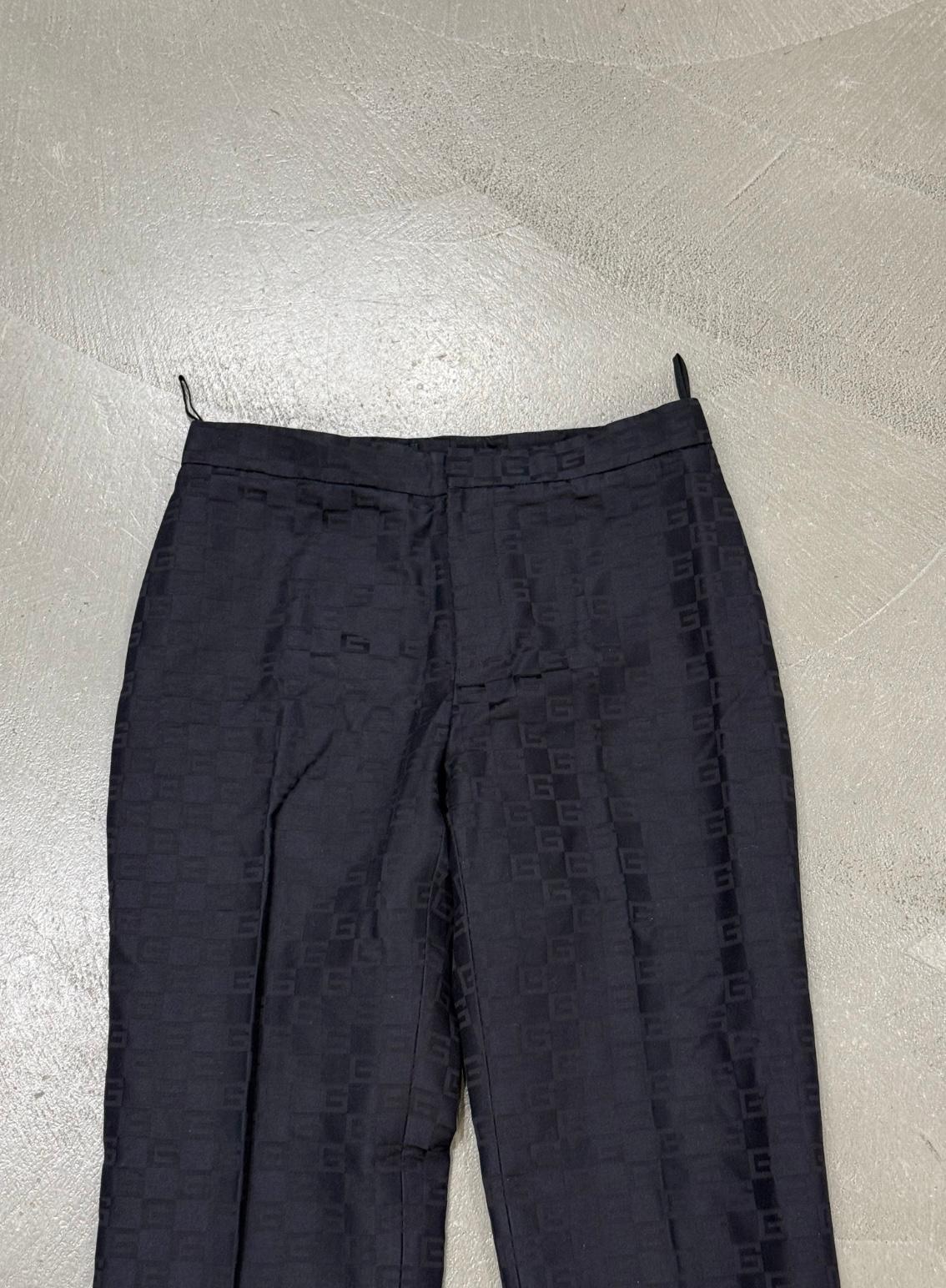 Nero Pantaloni in seta con monogramma 