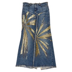 S/S2001 Roberto Cavalli runway long denim skirt with gold details