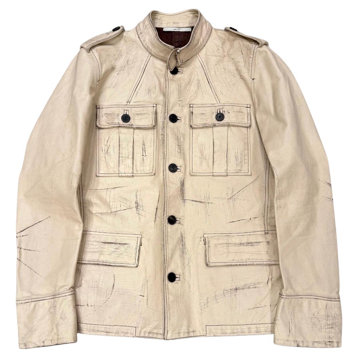 S/S2001 Yves Saint Laurent by Tom Ford M-65 distressed military leather jacket en vente