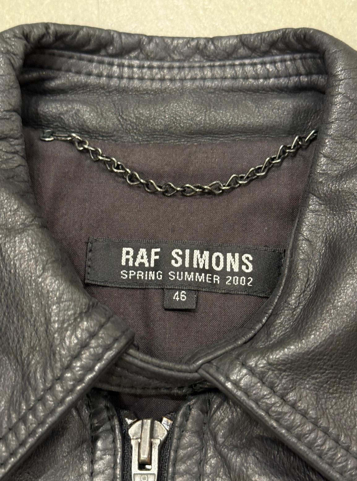 Black S/S2002 Raf Simons runway police cargo leather bomber jacket en vente