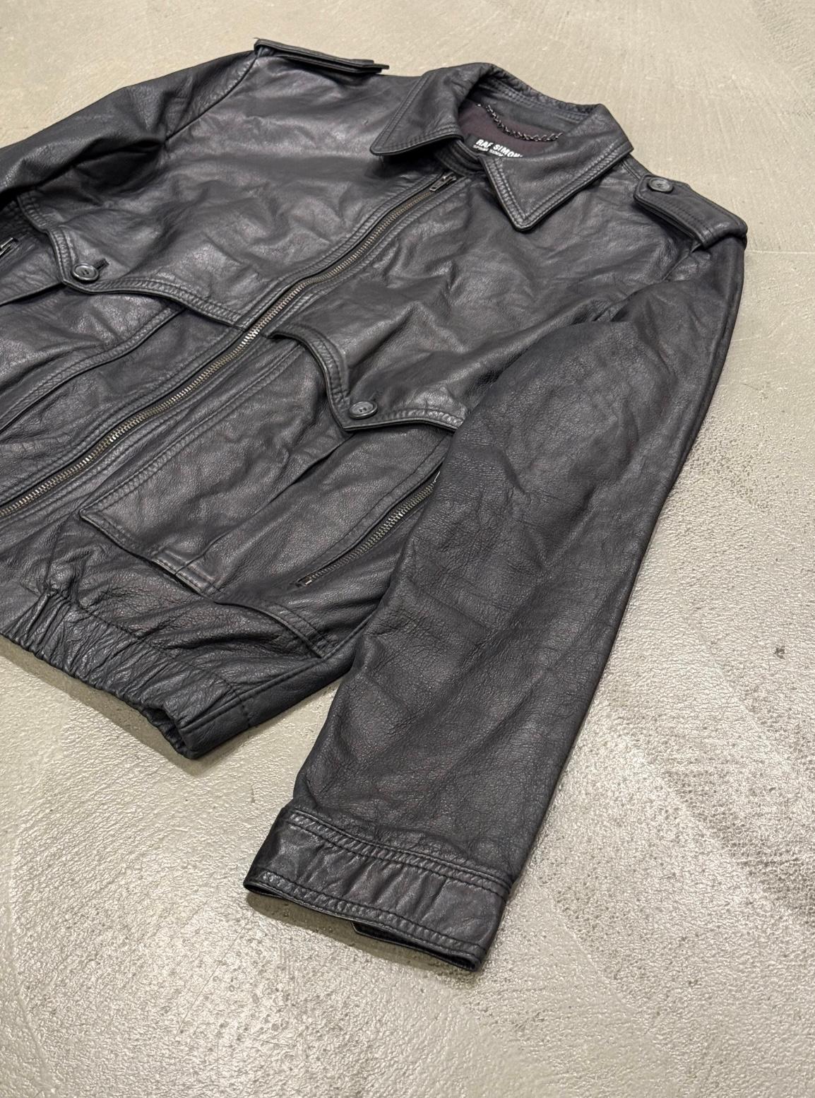 S/S2002 Raf Simons runway police cargo leather bomber jacket en vente 1