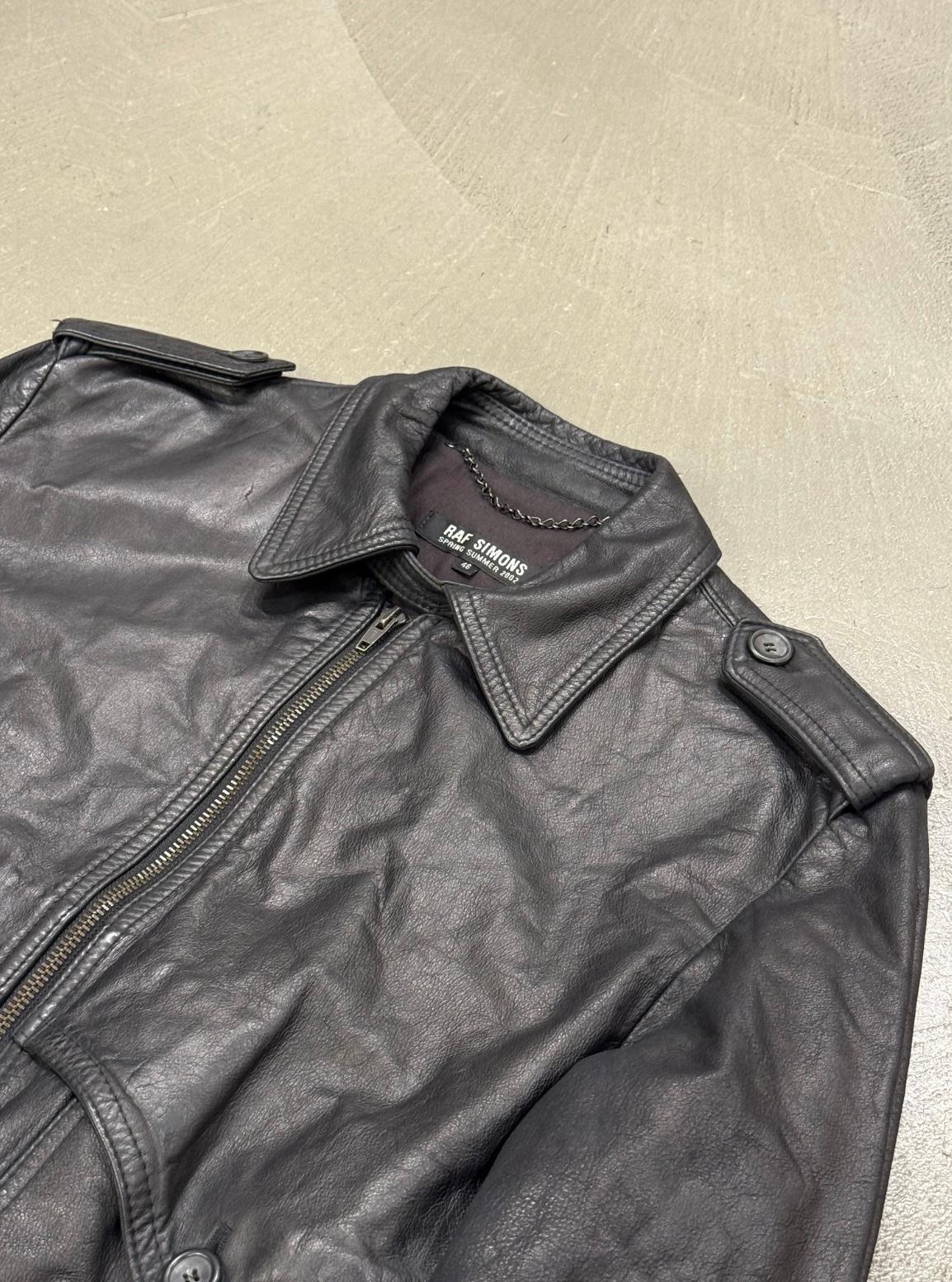 S/S2002 Raf Simons runway police cargo leather bomber jacket en vente 2