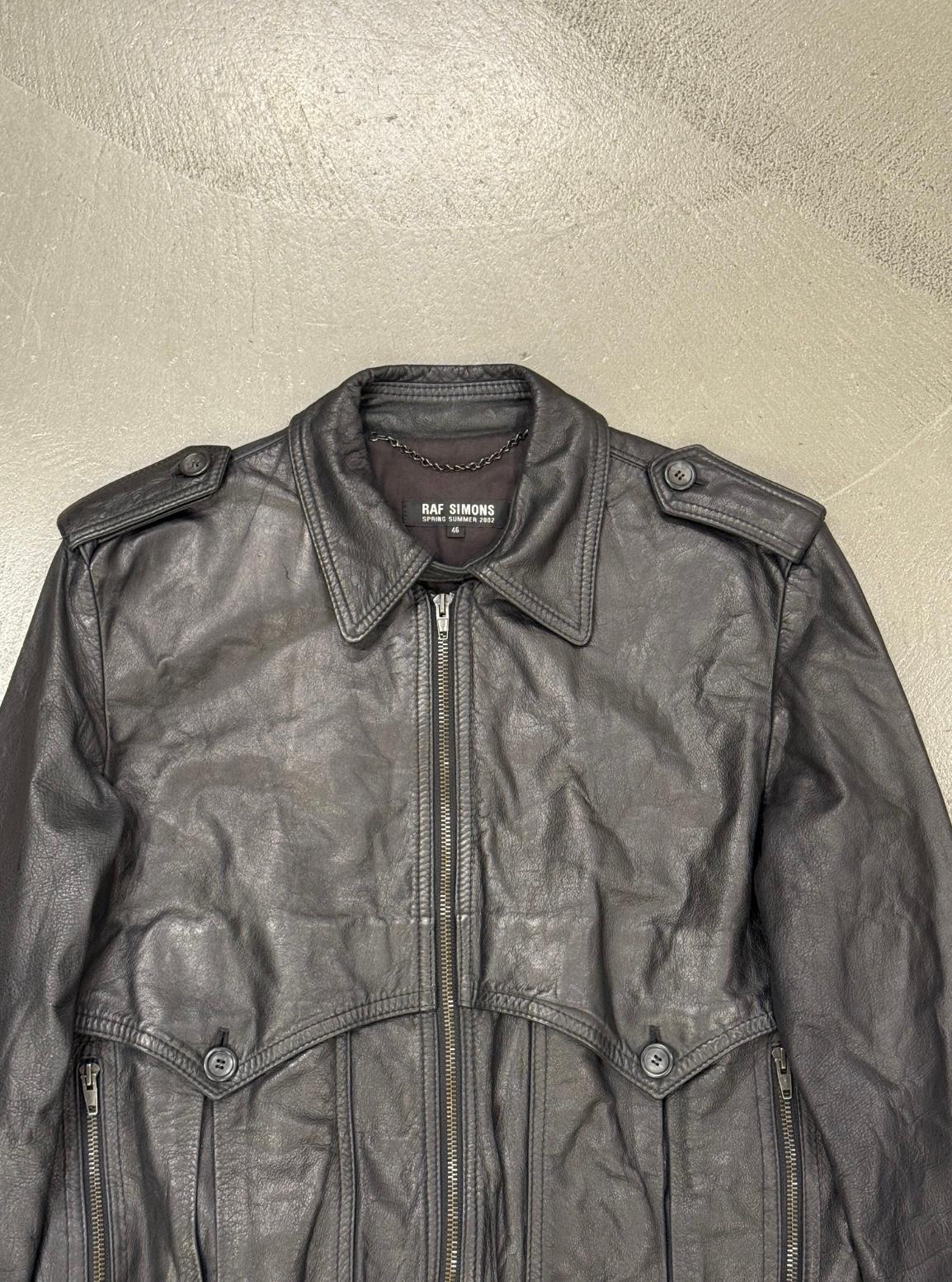 S/S2002 Raf Simons runway police cargo leather bomber jacket en vente 3