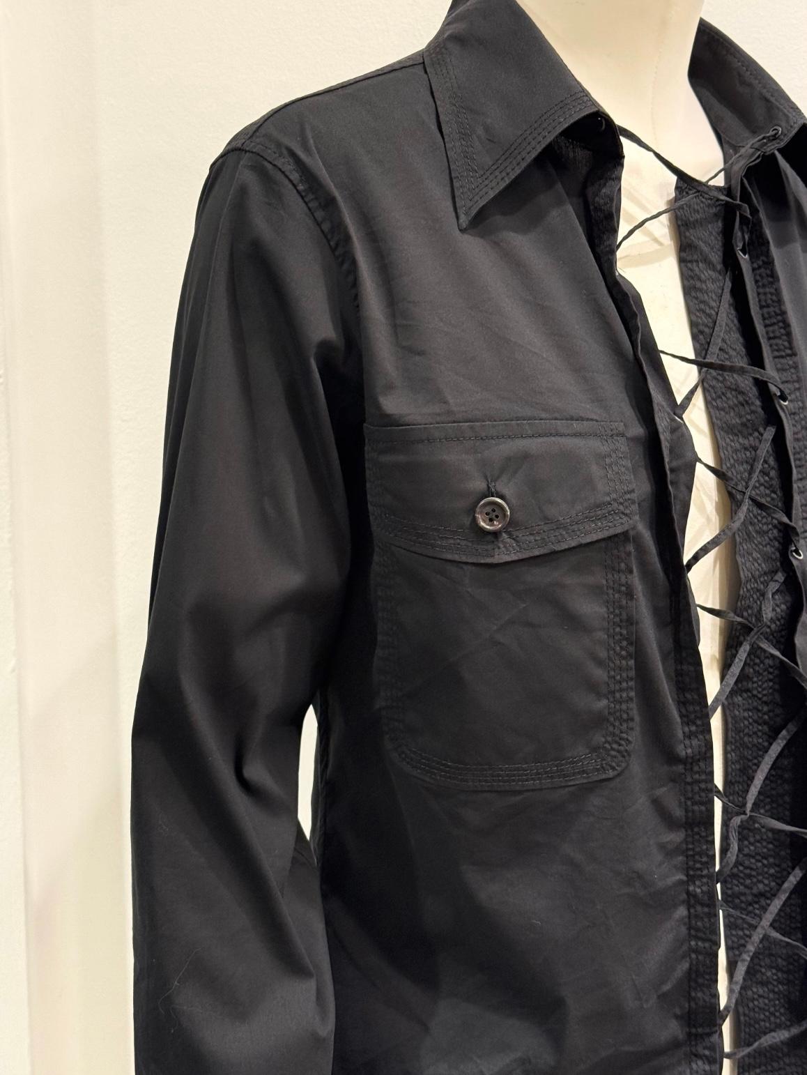 S/S 2002 Yves Saint Laurent by Tom Ford Safarihemd zum Schnüren Damen im Angebot