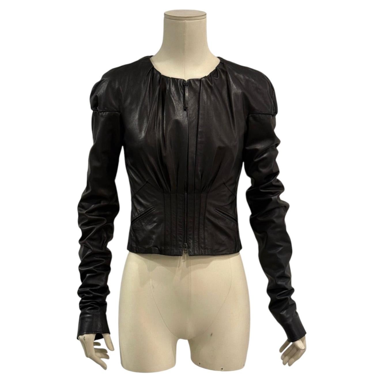 S/S2003 Gucci by Tom Ford corseted cropped runway leather jacket