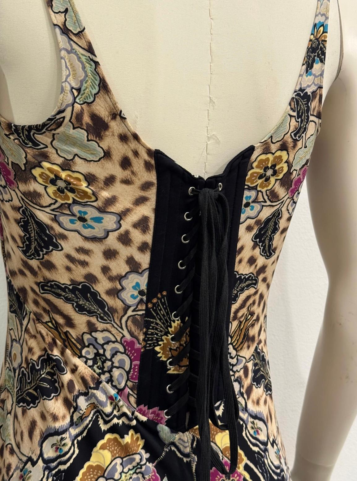 S/S2003 Roberto Cavalli Robe corsetée imprimée Chinoiserie en vente 7