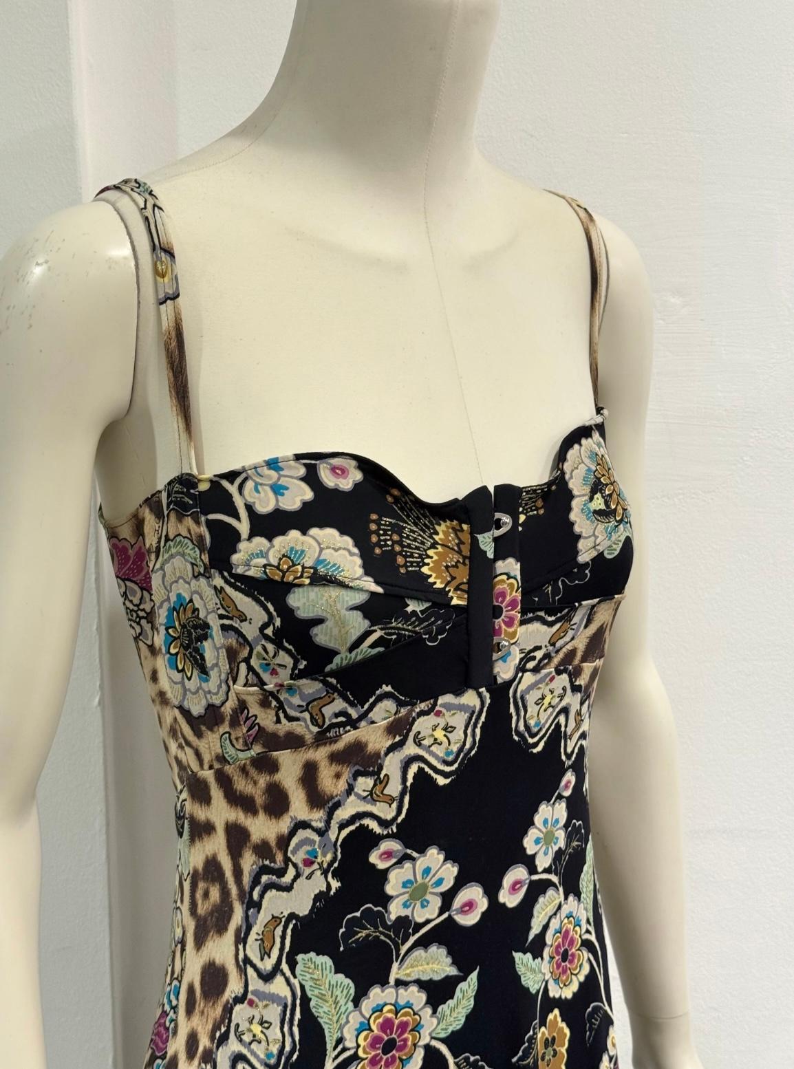 S/S2003 Roberto Cavalli Robe corsetée imprimée Chinoiserie Excellent état - En vente à Padova, IT