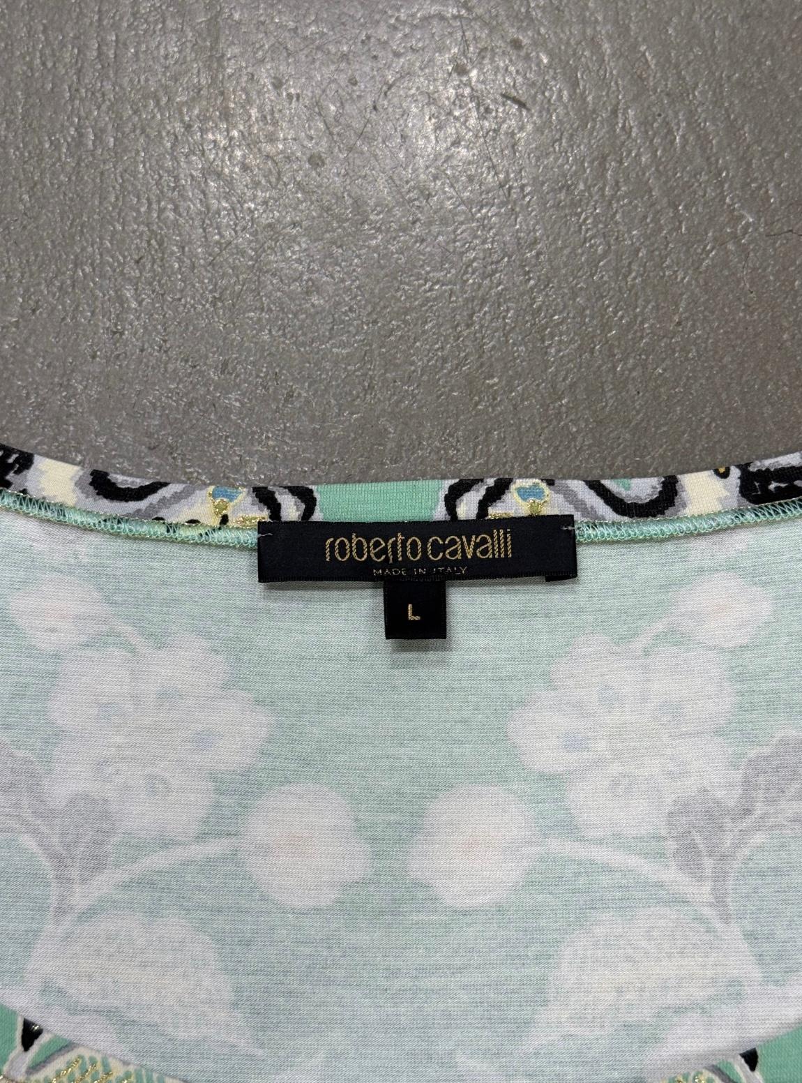 S/S2003 Conjunto Roberto Cavalli con estampado de chinoserie (top, cárdigan y vaqueros) en venta 10