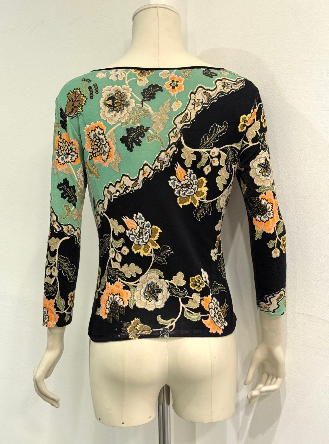 S/S2003 Conjunto Roberto Cavalli con estampado de chinoserie (top, cárdigan y vaqueros) en venta 3