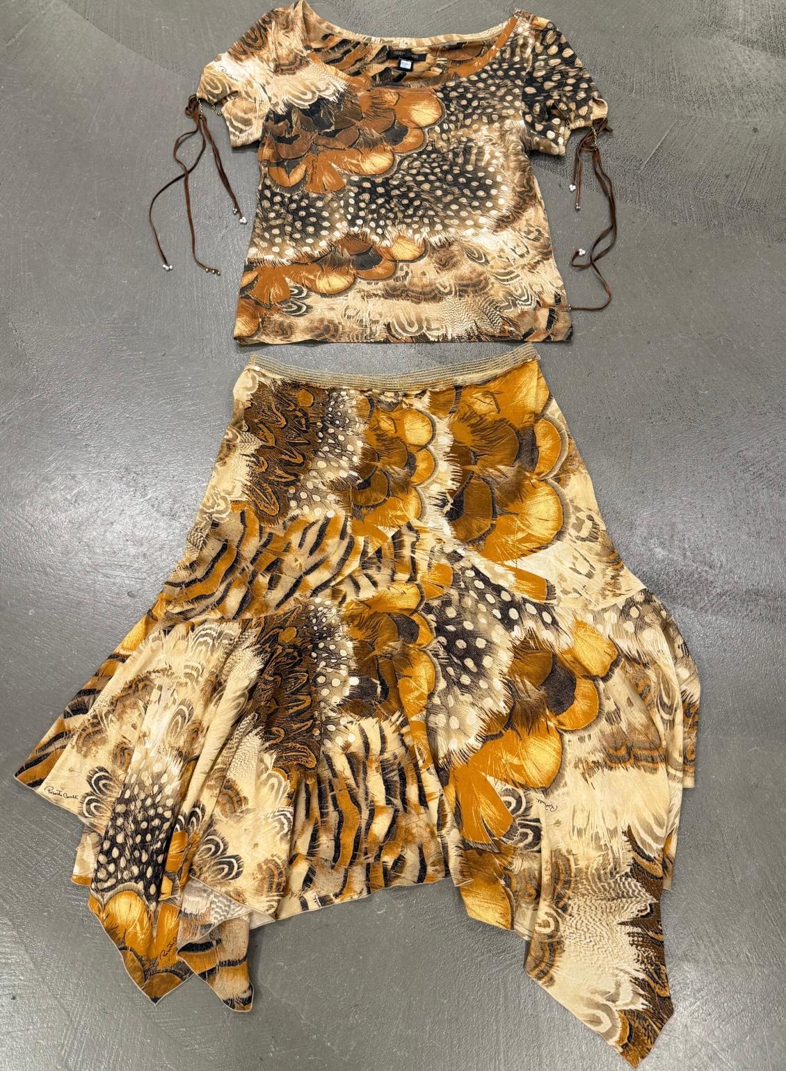 S/S2004 Roberto Cavalli feather print set in vendita 6