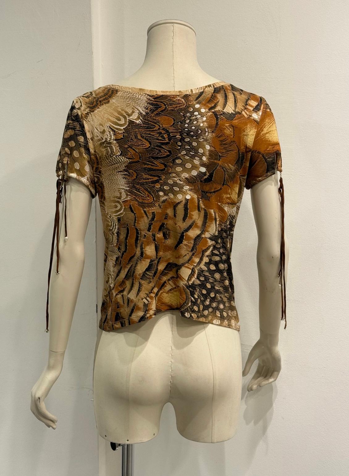 S/S2004 Roberto Cavalli feather print set in vendita 13