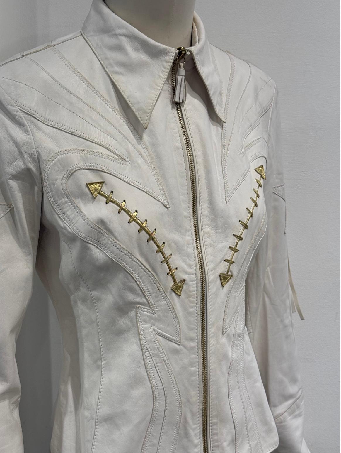 S/S2004 Roberto Cavalli runway western leather jacket In Excellent Condition For Sale In Milano, Lombardia
