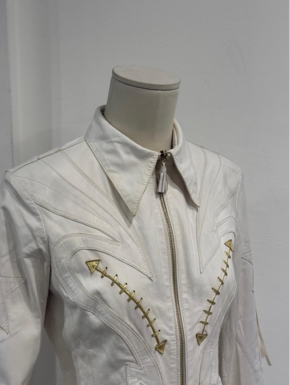 Women's S/S2004 Roberto Cavalli runway western leather jacket For Sale