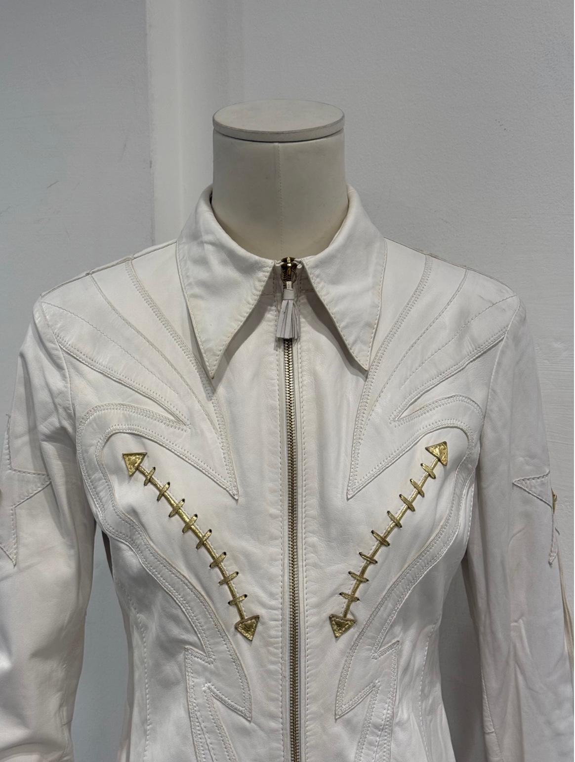 S/S2004 Roberto Cavalli runway western leather jacket For Sale 1