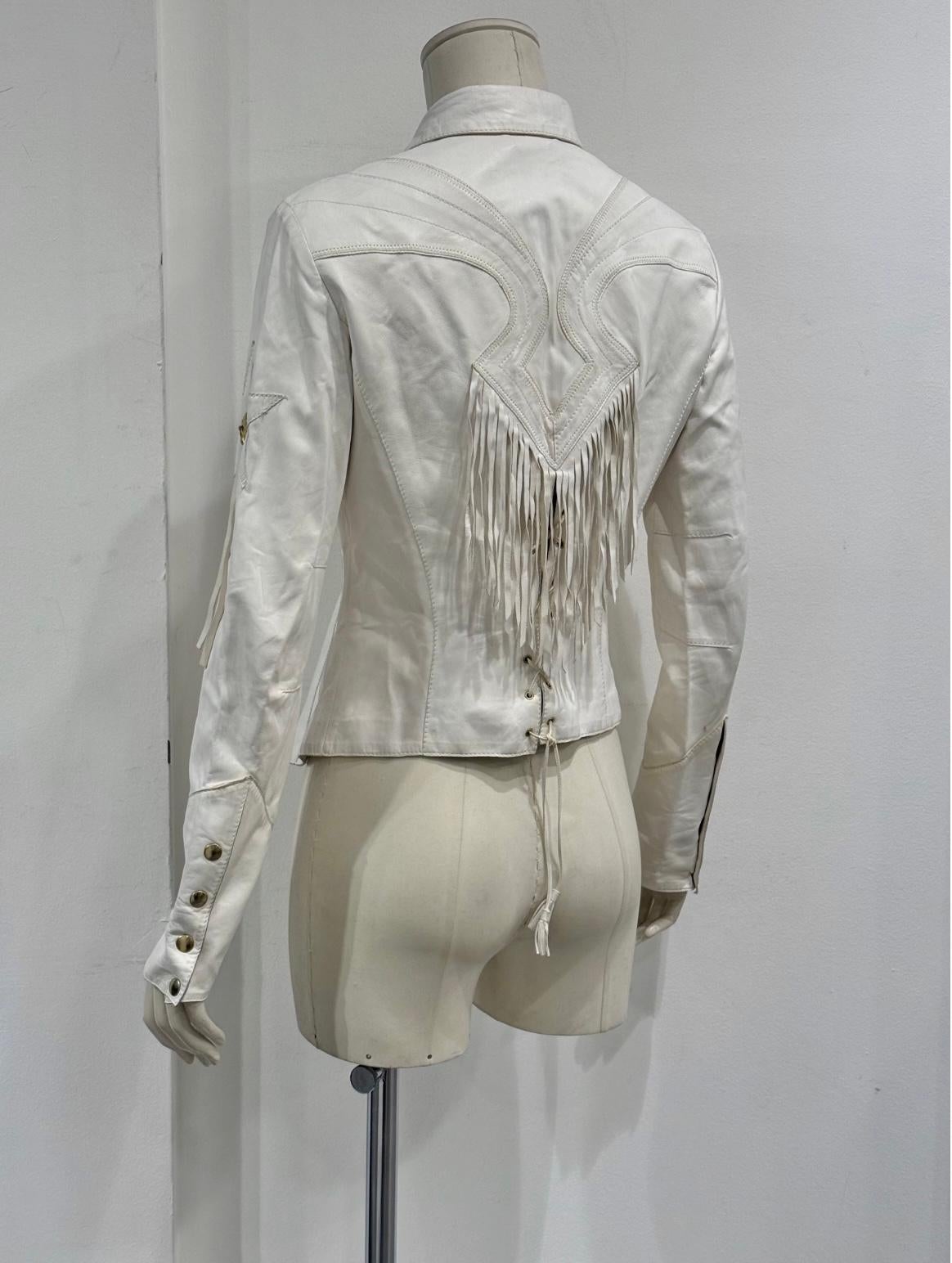 S/S2004 Roberto Cavalli runway western leather jacket For Sale 4