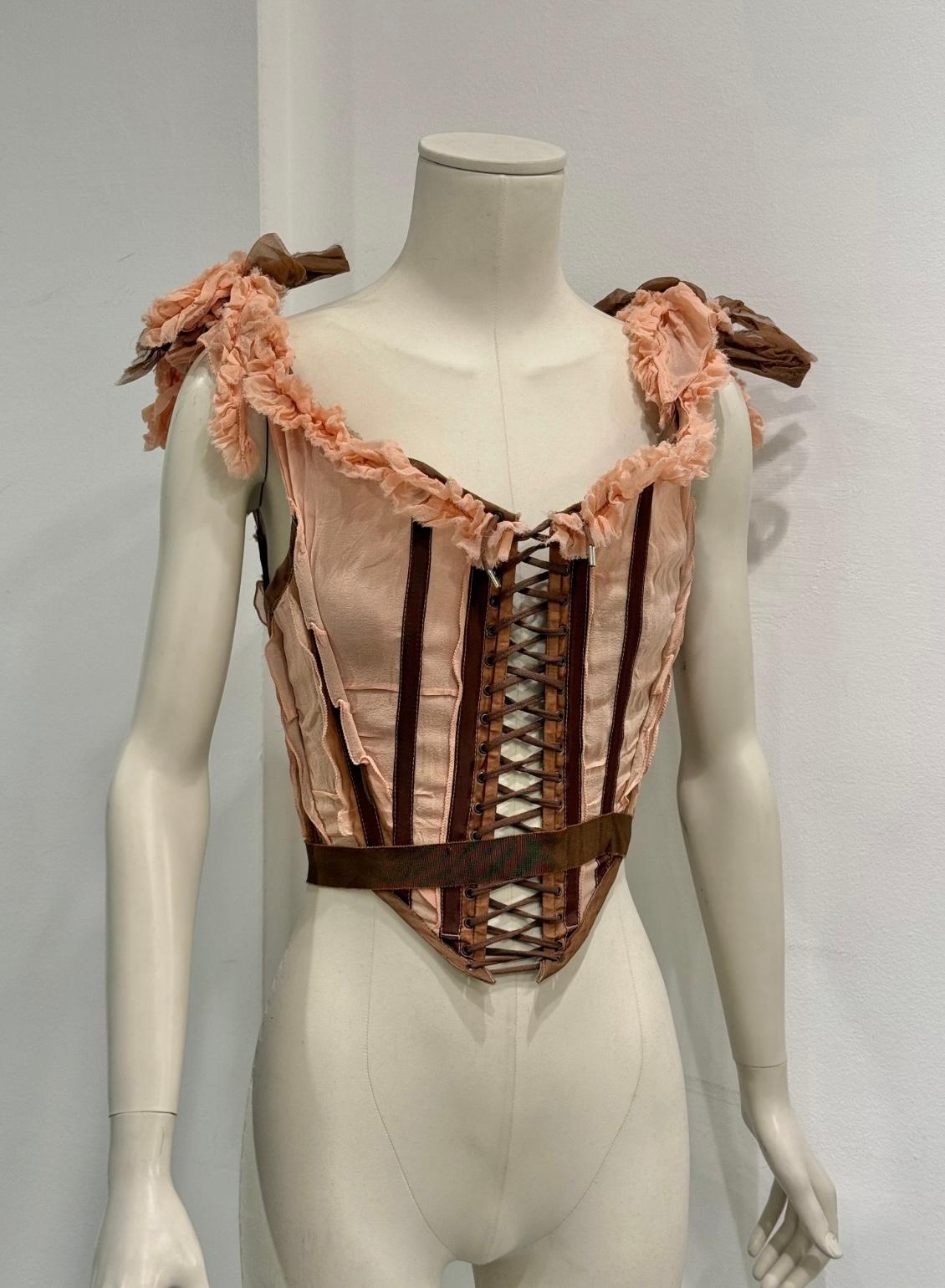 Beige S/S2005 Jean Paul Gaultier runway ruffled corset in vendita