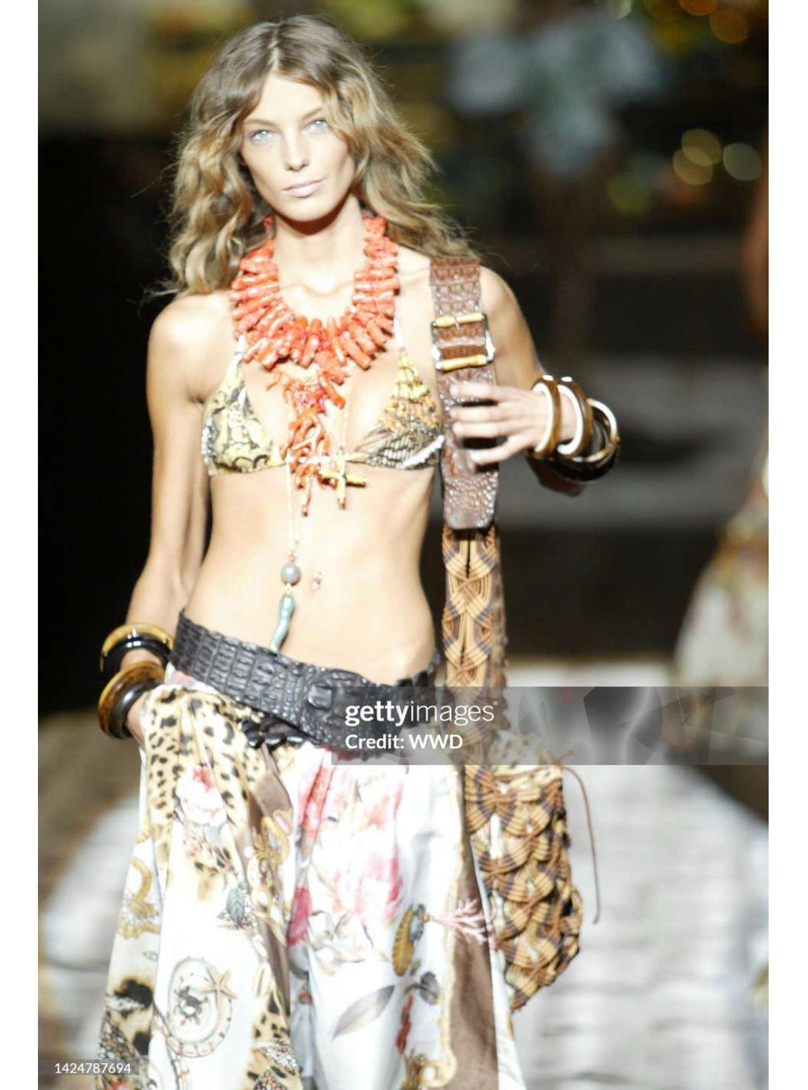 Roberto Cavalli Laufsteg S/S2005 Maxirock aus Seide mit Blumenmuster Damen im Angebot