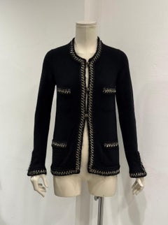S/S2006 Chanel black cashmere jacket with chain trim