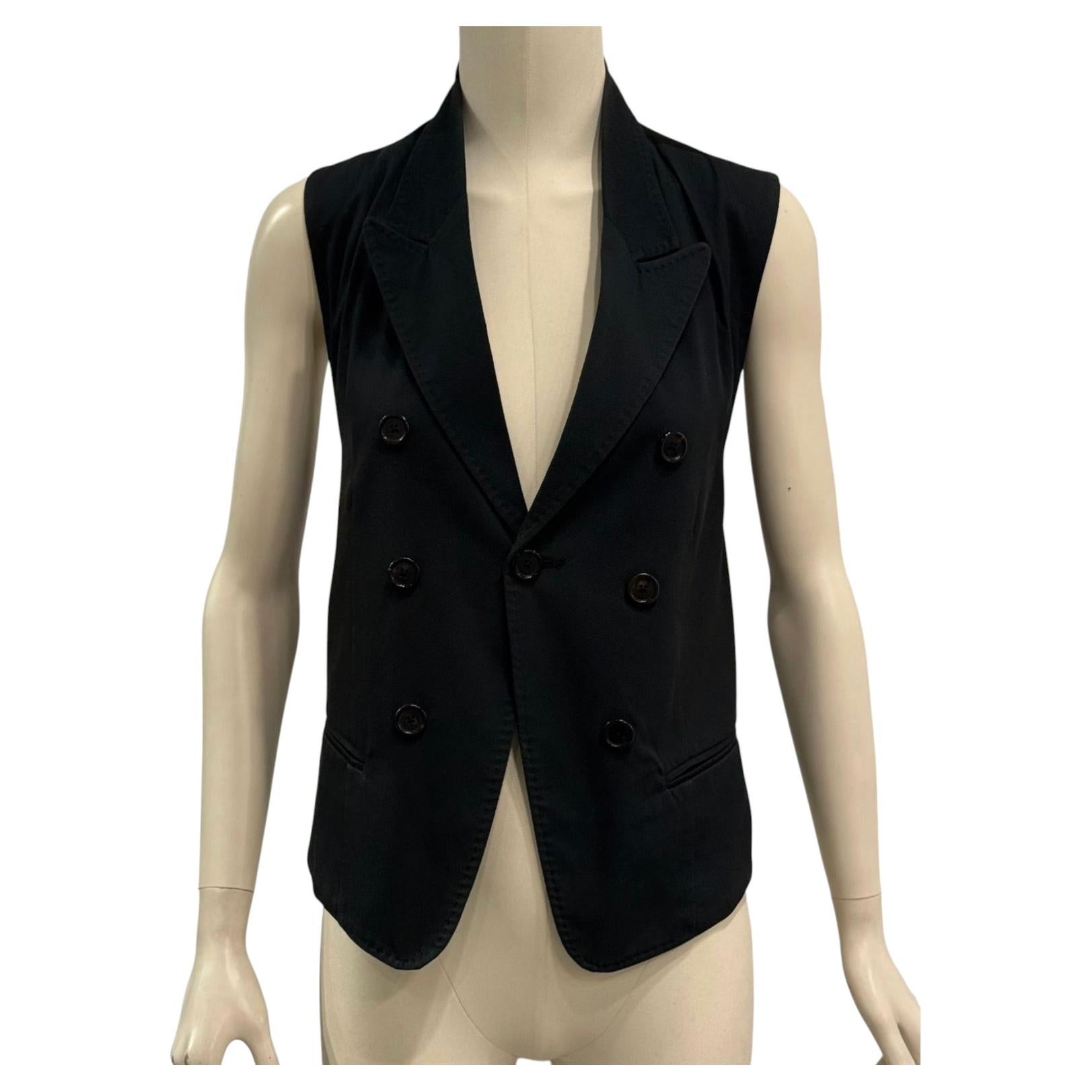 S/S2009 Ann Demeulemeester Laufsteg-Weste im Bondage-Stil mit doppelter Knopfleiste