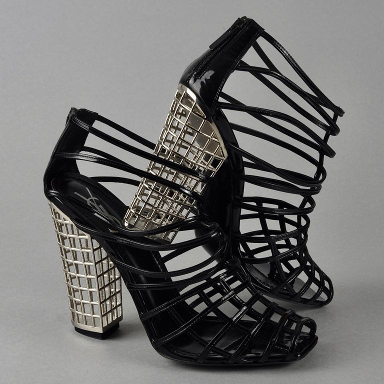 S/S2009 YVES SAINT LAURENT Ysl Cage Heel Ankle Boots For Sale at 1stDibs |  cage heels, ysl caged booties, ysl cage heels