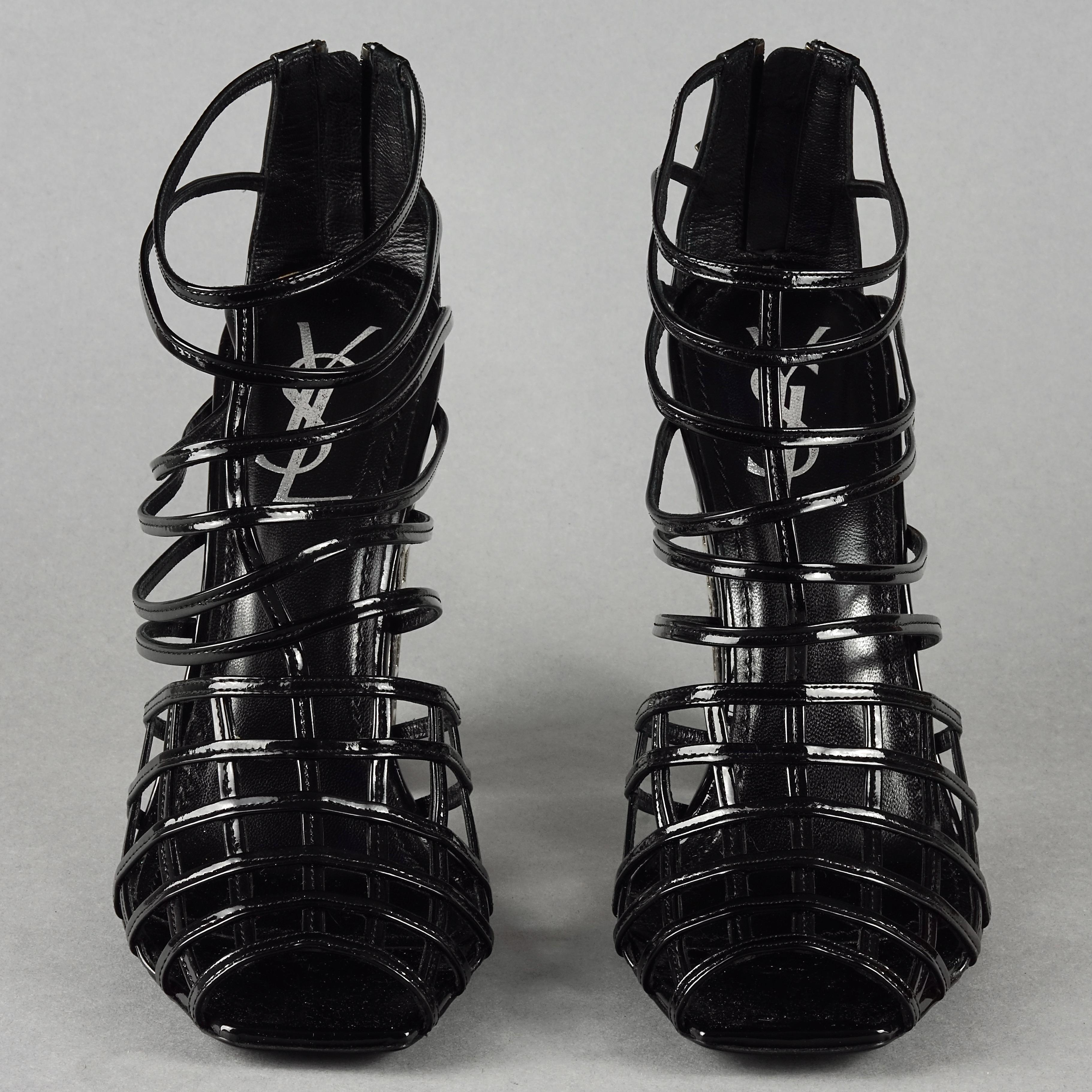 Black S/S2009 YVES SAINT LAURENT Ysl Cage Heel Ankle Boots For Sale