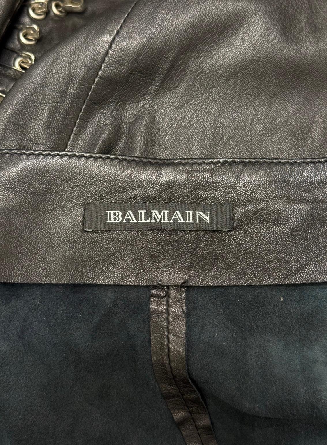 S/S2011 Balmain by Christopher Decarnin jupe en cuir à épingles de sûreté en vente 4