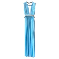 S/S2012 Versace Blue Gown w/ Crystal embellished belt as seen on Charlize @Vogue