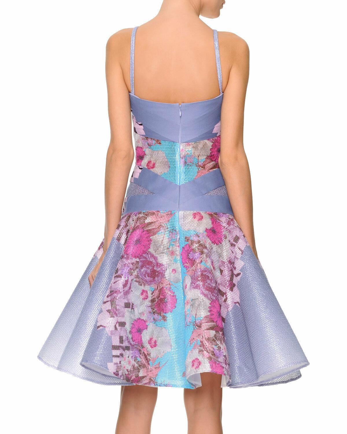 Women's S/S2014 L#20 Versace Lilac Floral Raffia Corset Dress with Flounce Skirt 40 -4/6