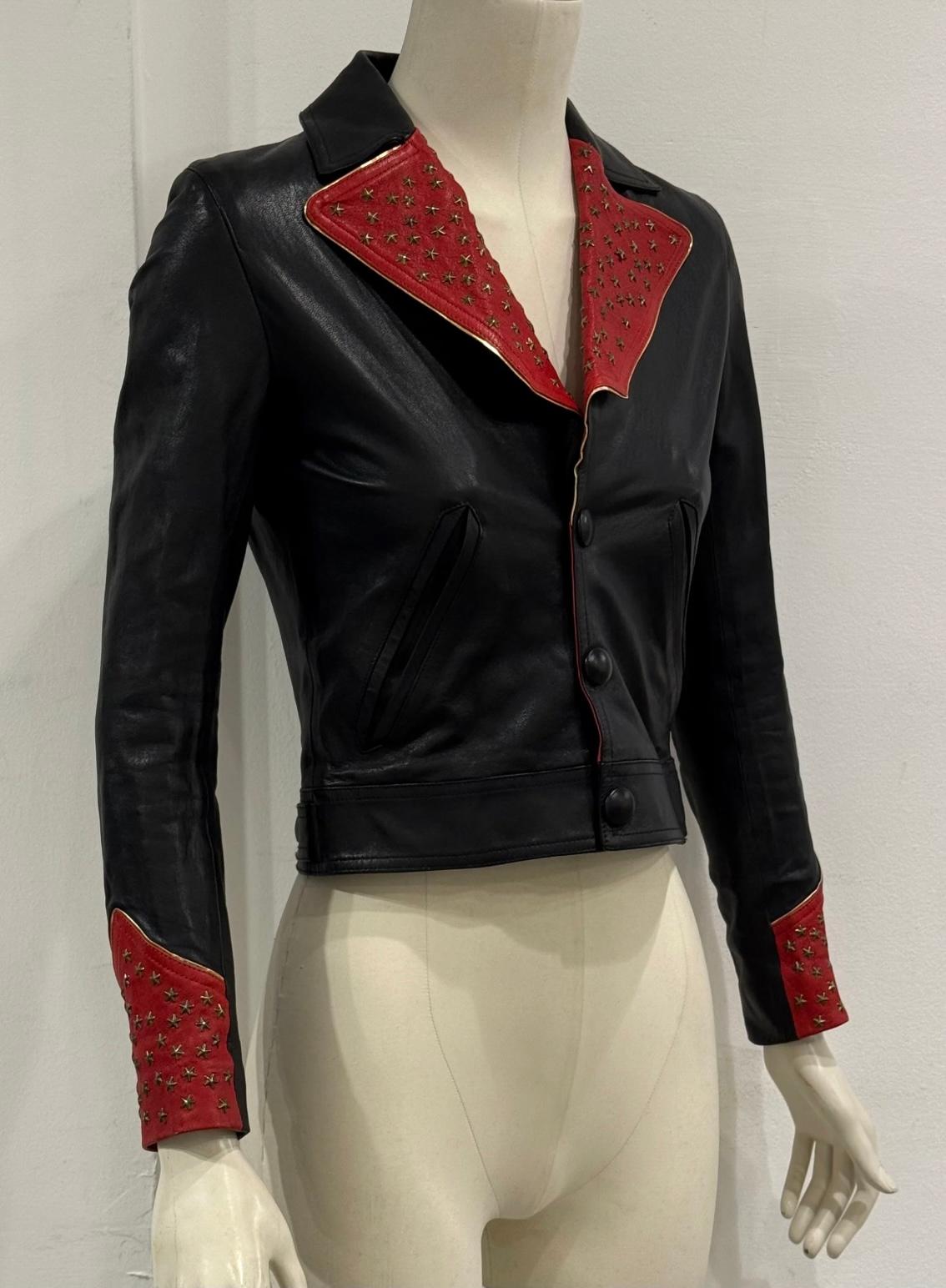 S/S2015 Saint Laurent by Hedi Slimane campione di passerella Giacca in pelle con stelle borchiate In condizioni buone in vendita a Milano, Lombardia