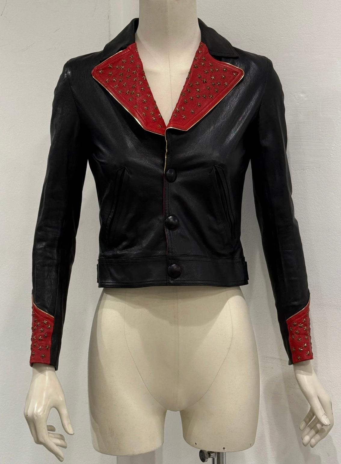 da uomo o donna S/S2015 Saint Laurent by Hedi Slimane campione di passerella Giacca in pelle con stelle borchiate in vendita