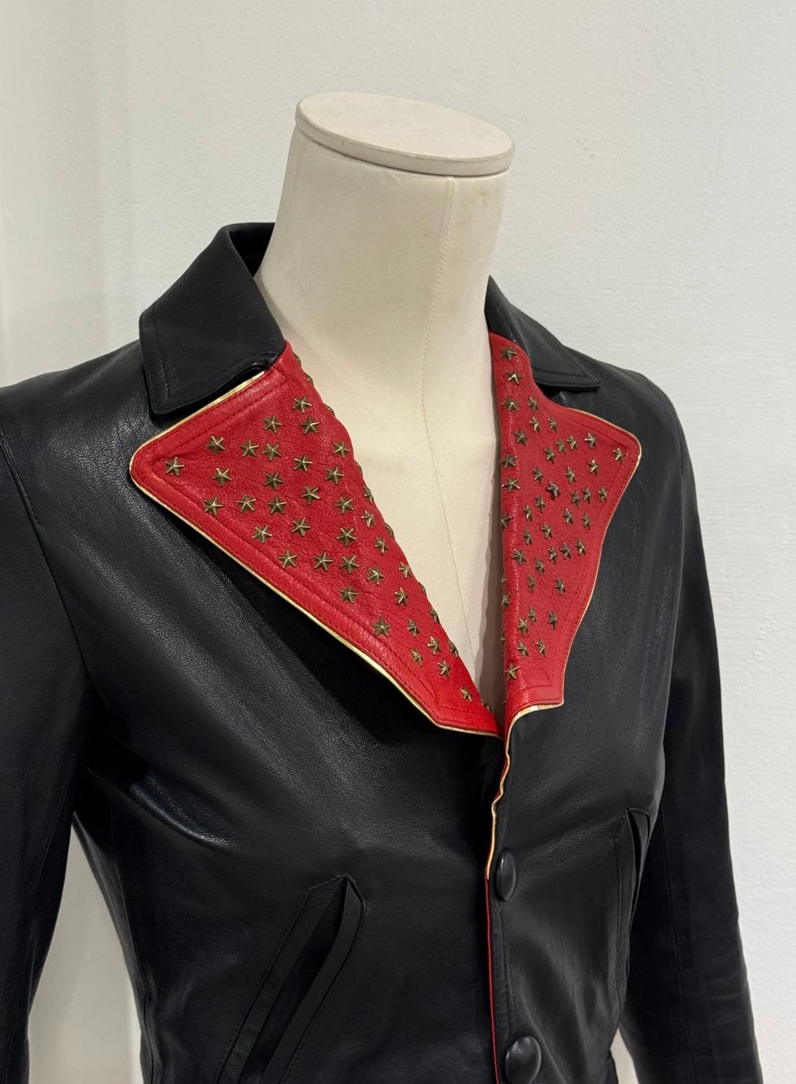 S/S2015 Saint Laurent by Hedi Slimane campione di passerella Giacca in pelle con stelle borchiate in vendita 1