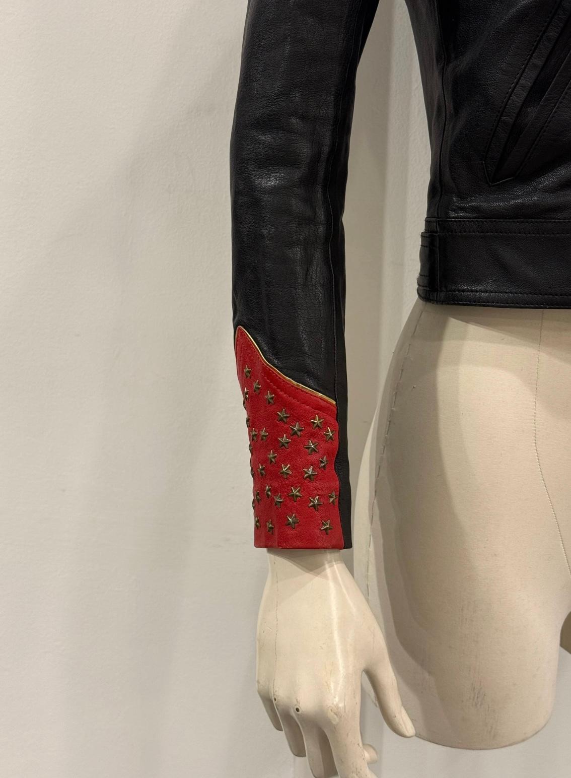 S/S2015 Saint Laurent by Hedi Slimane campione di passerella Giacca in pelle con stelle borchiate in vendita 2