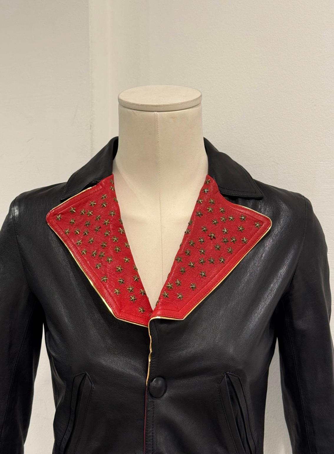 S/S2015 Saint Laurent by Hedi Slimane campione di passerella Giacca in pelle con stelle borchiate in vendita 3