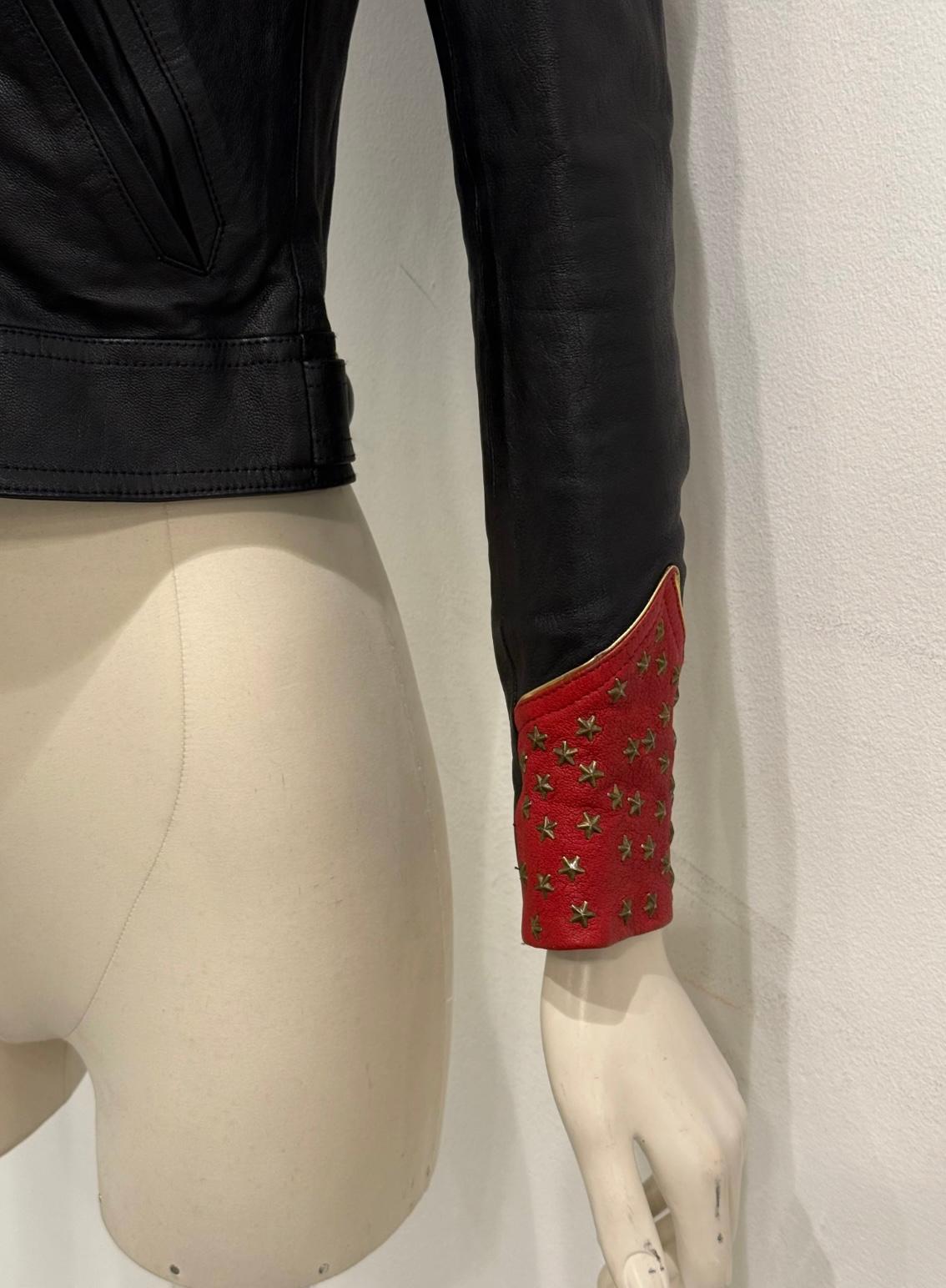 S/S2015 Saint Laurent by Hedi Slimane campione di passerella Giacca in pelle con stelle borchiate in vendita 4