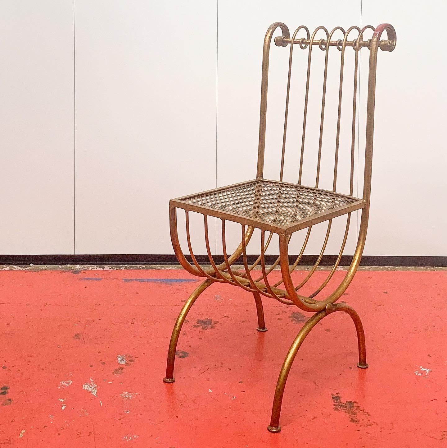 S. Salvadori gilded steel side chair - Italian, c1950s.