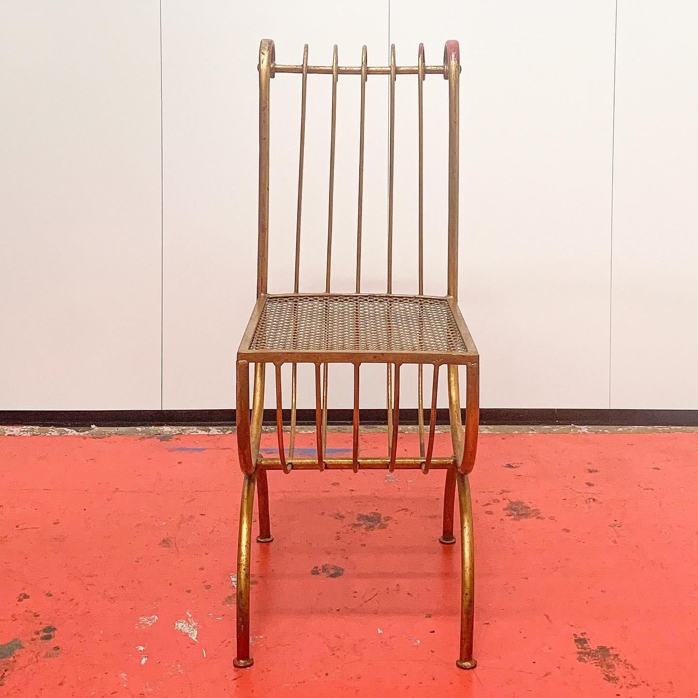 Hollywood Regency S. Salvadori Gilded Steel Side Chair, Italian, C1950s