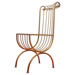 S. Salvadori Gilded Steel Side Chair, Italian, C1950s