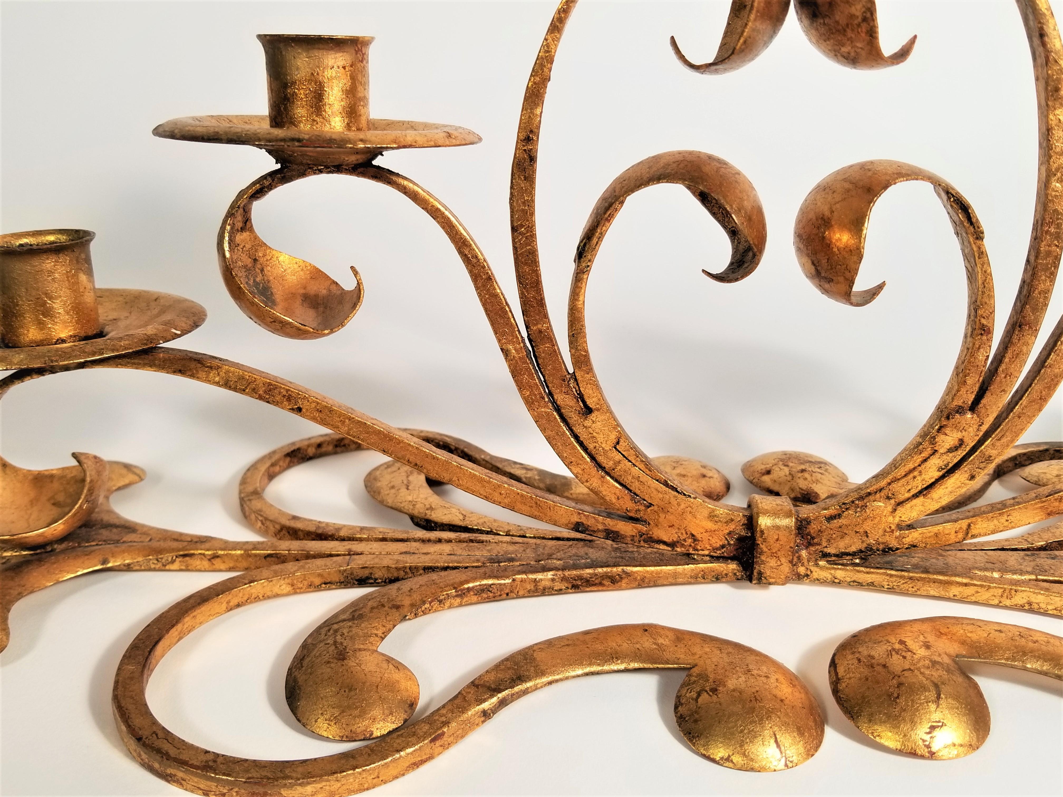 Italian Signed S. Salvadori  Gilded Candelabra, 1950s  Made in Italy For Sale 5