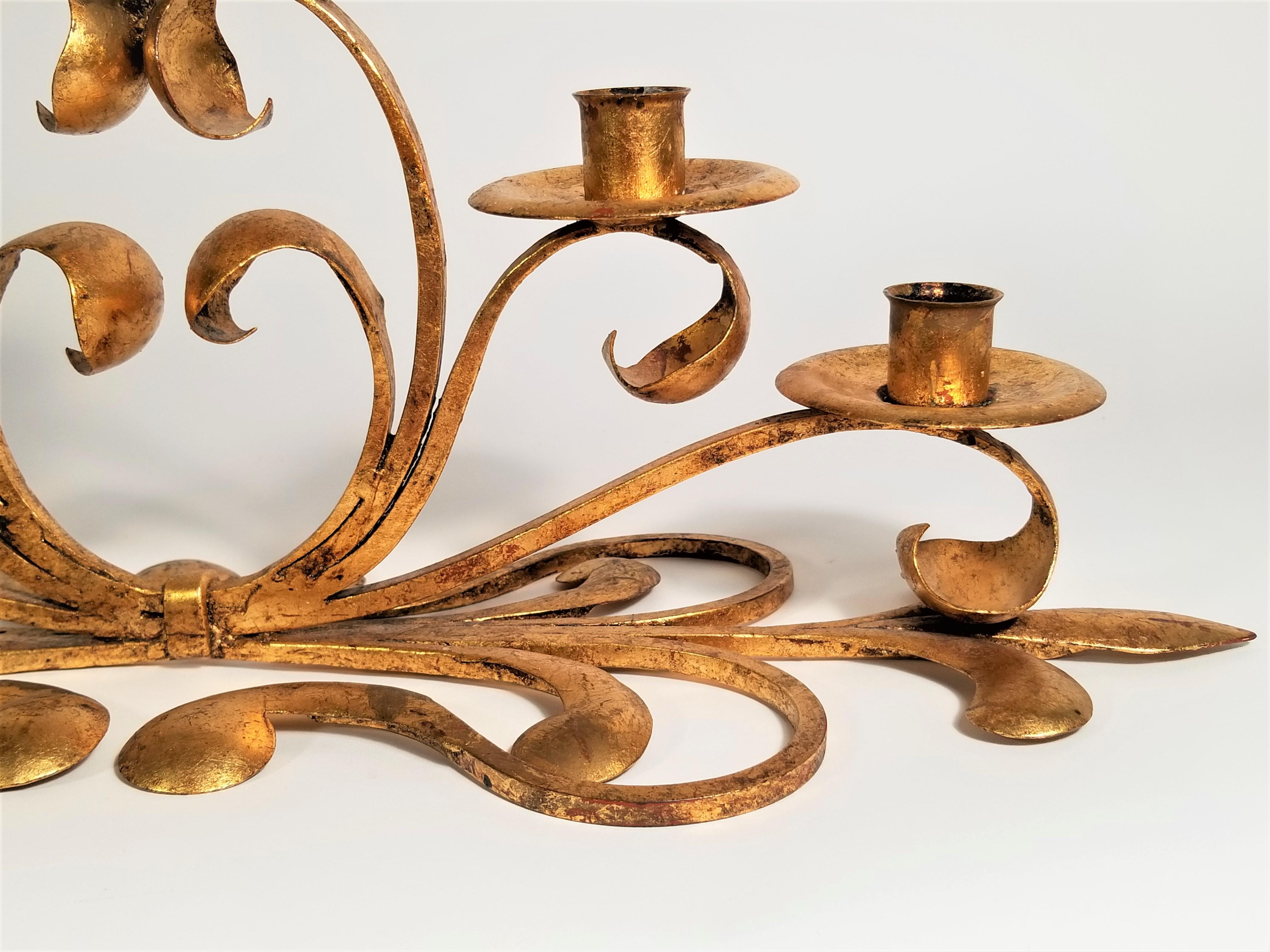 Italian Signed S. Salvadori  Gilded Candelabra, 1950s  Made in Italy For Sale 8