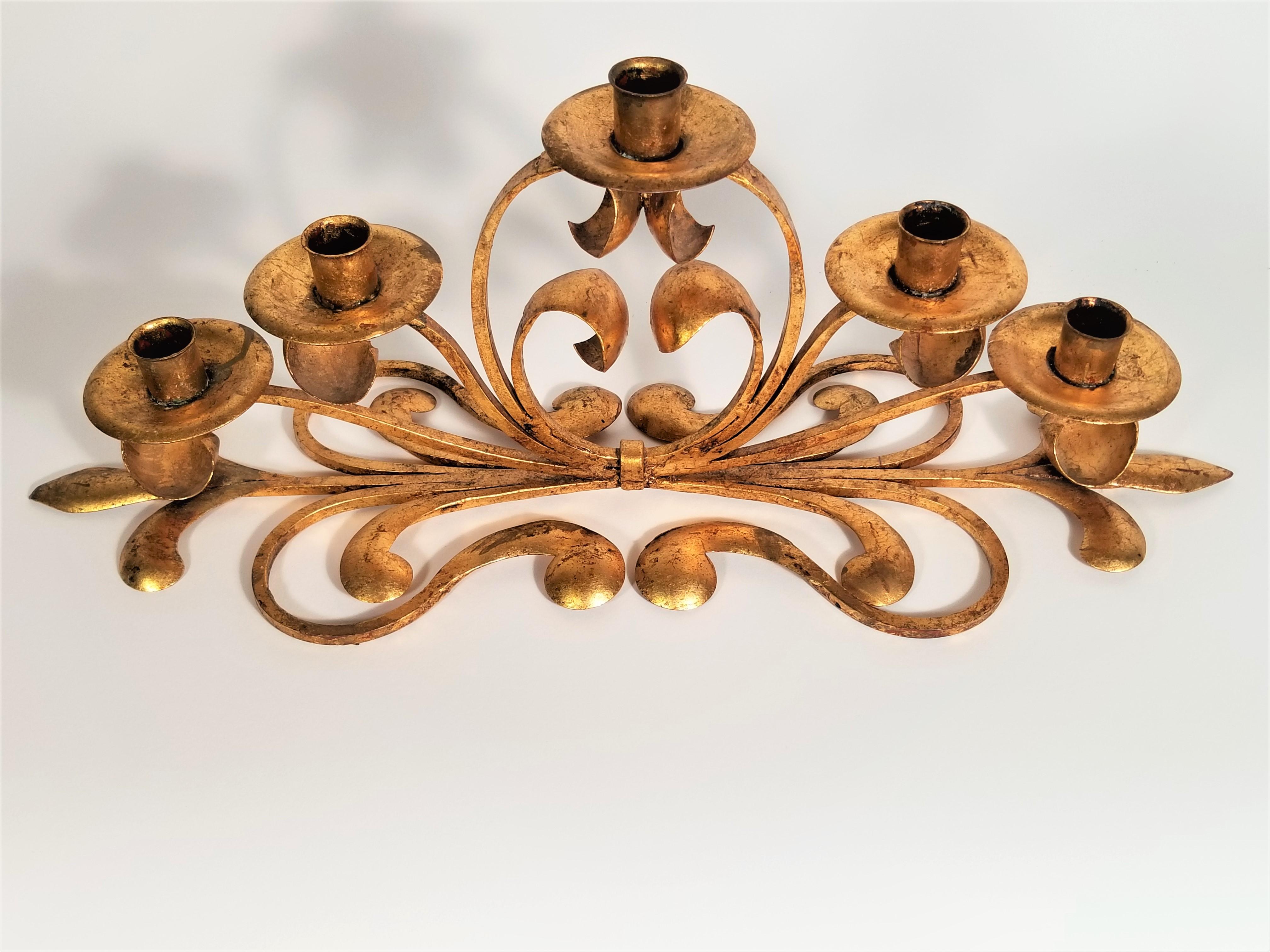 Italian Signed S. Salvadori  Gilded Candelabra, 1950s  Made in Italy For Sale 9